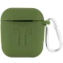 Силіконовий футляр для навушників Airpods Slim Logo + карабін – Зелений / Dark Olive. Фото 1 з 3