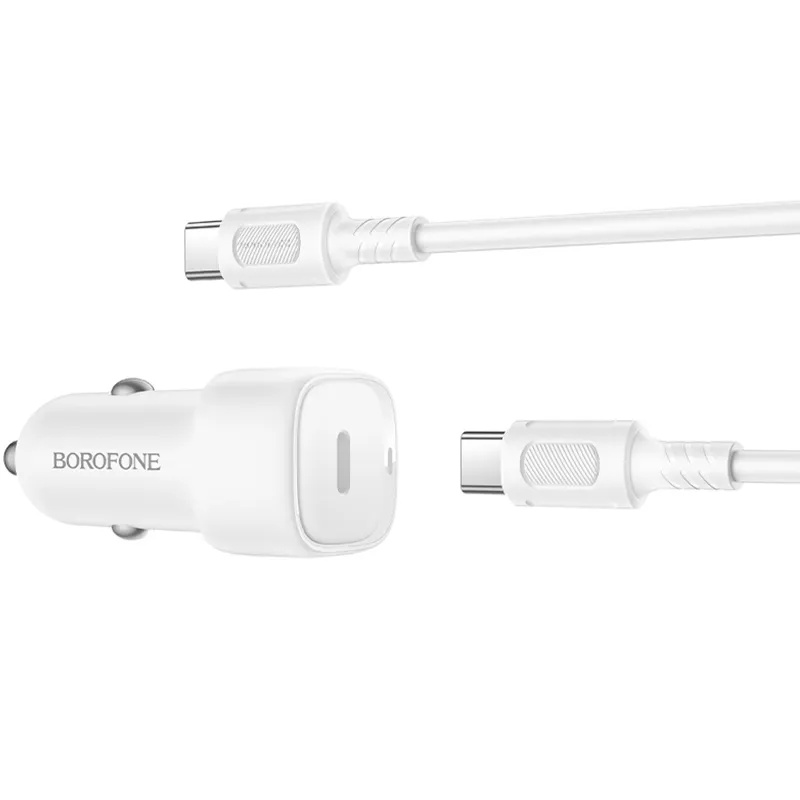 АЗП Borofone BZ34A Cloud PD20W (1USB-C) + кабель Type-C to Type-C – White. Фото 4 з 4