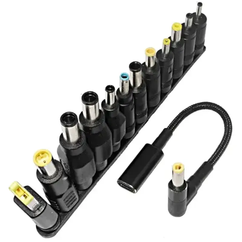 Кабель USB-C Female to DC 100W з набором перехідників для ноутбука 12in1 – Black. Фото 1 з 2