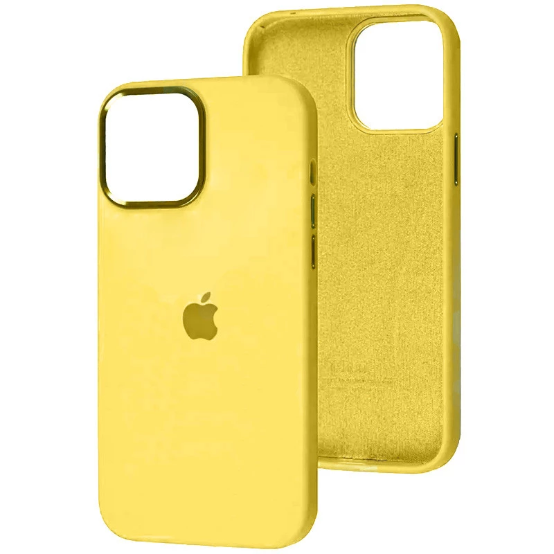 

Чехол Silicone Case с металлическими кнопками для Apple iPhone 13 (6.1") (Желтый / Sunglow), Жовтий / sunglow