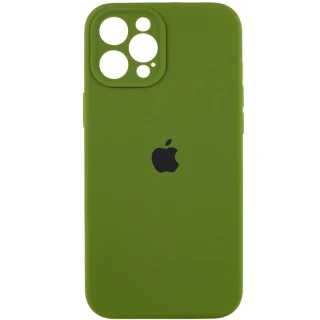Чехол Silicone Case с защитой камеры для Apple iPhone 12 Pro (6.1") — Зеленый / Dark Olive