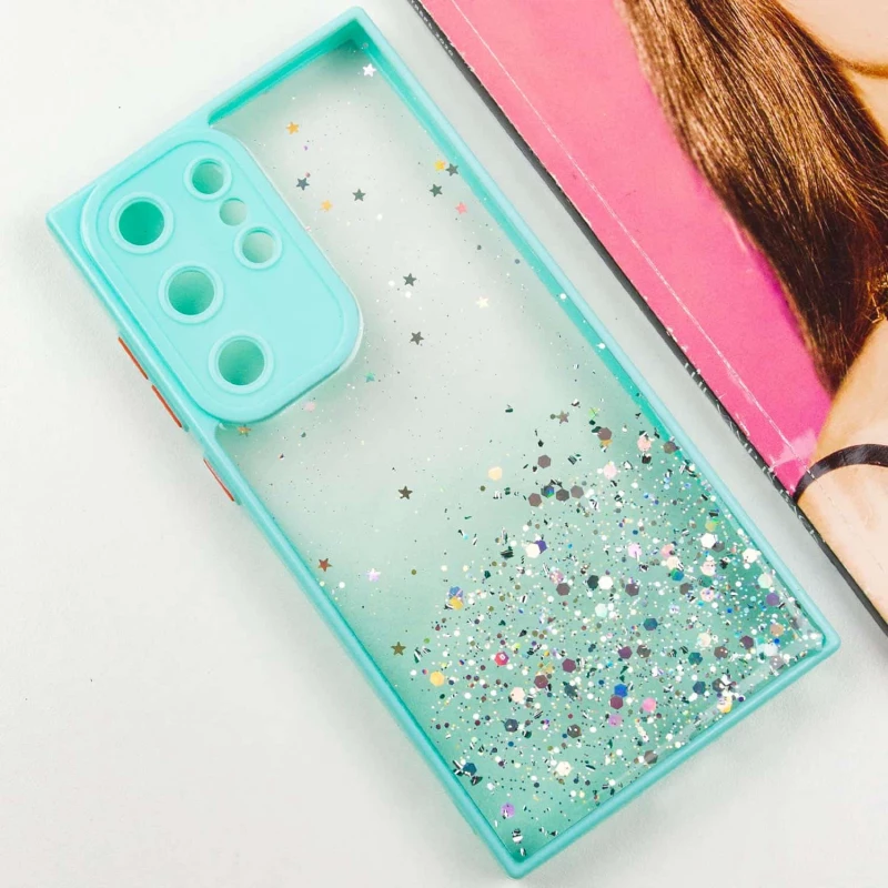 Чехол с блестками и защитой камеры для Samsung Galaxy S23 Ultra – Бирюзовый. Фото 7 из 11