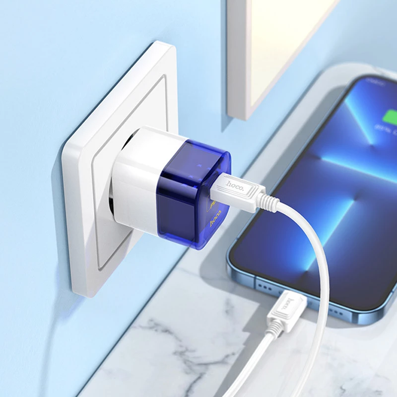 МЗП Hoco C125A Transparent 1C PD20W – Transparent blue. Фото 5 з 6