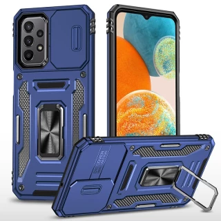Ударопрочный чехол Square Ring c шторкой на камеру для Samsung Galaxy A13 4G — Синий / Navy