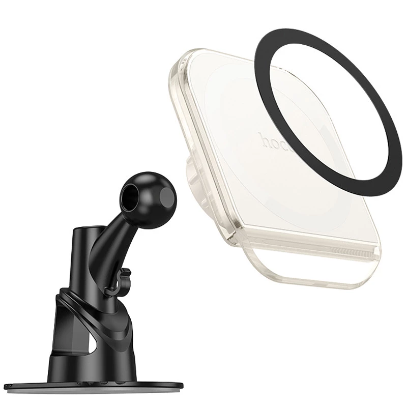 Автодержатель Hoco H43 Crystal ring magnetic (center console) – White. Фото 2 из 3