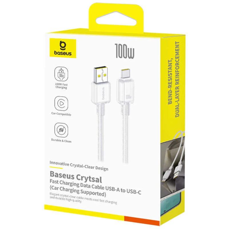 Дата кабель Baseus Crystal USB to Type-C 100W (2m) (E04279) – Moon White. Фото 3 из 3