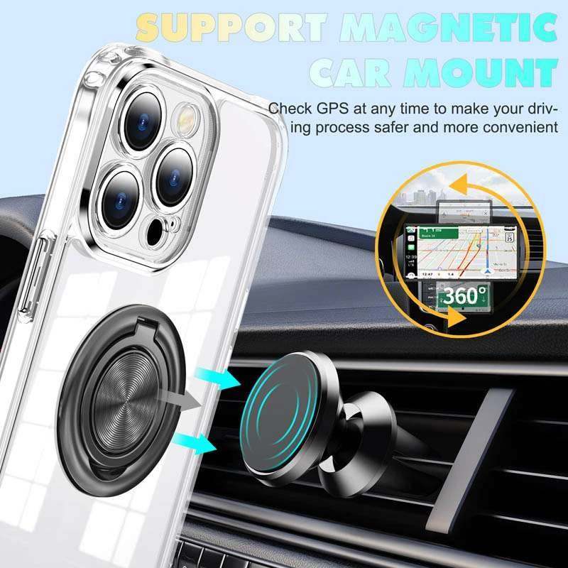 TPU+PC чехол с металлическим кольцом-держателем для Samsung Galaxy A22 5G – Черный. Фото 5 из 8