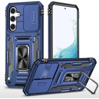 Ударостійкий чохол Square Ring зi шторкою на камеру на Samsung Galaxy S22+ — Синій / Navy