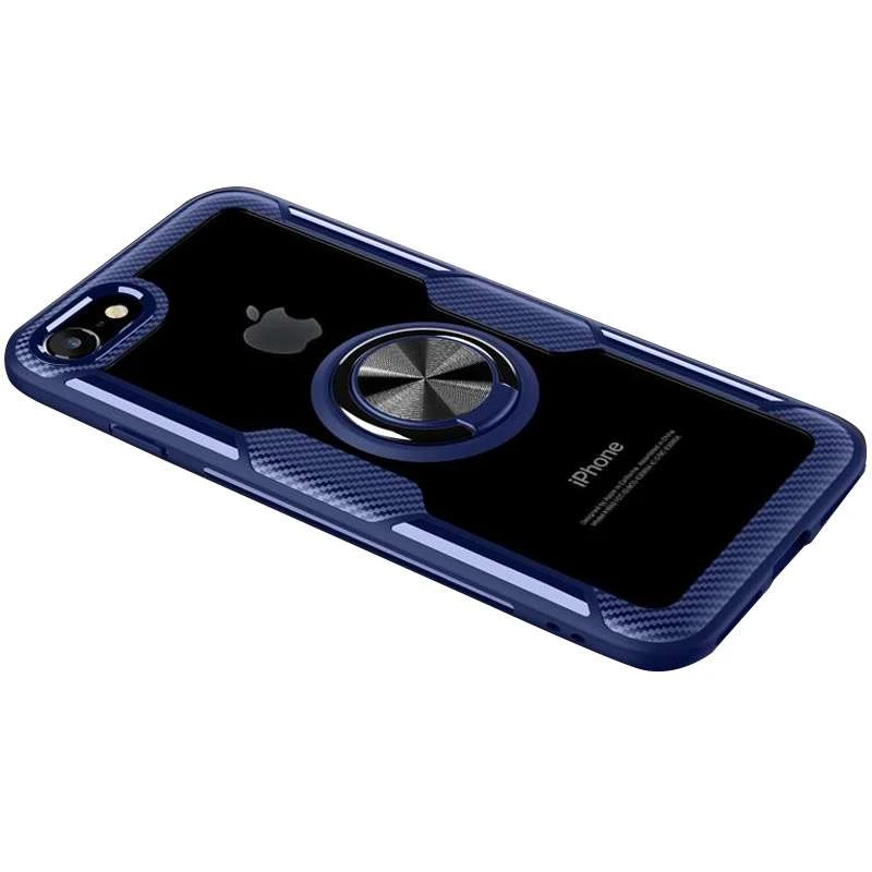 

Чохол Deen CrystalRing з магнітним кільцем на Apple iPhone SE (2020) (Безбарвний / Синій)