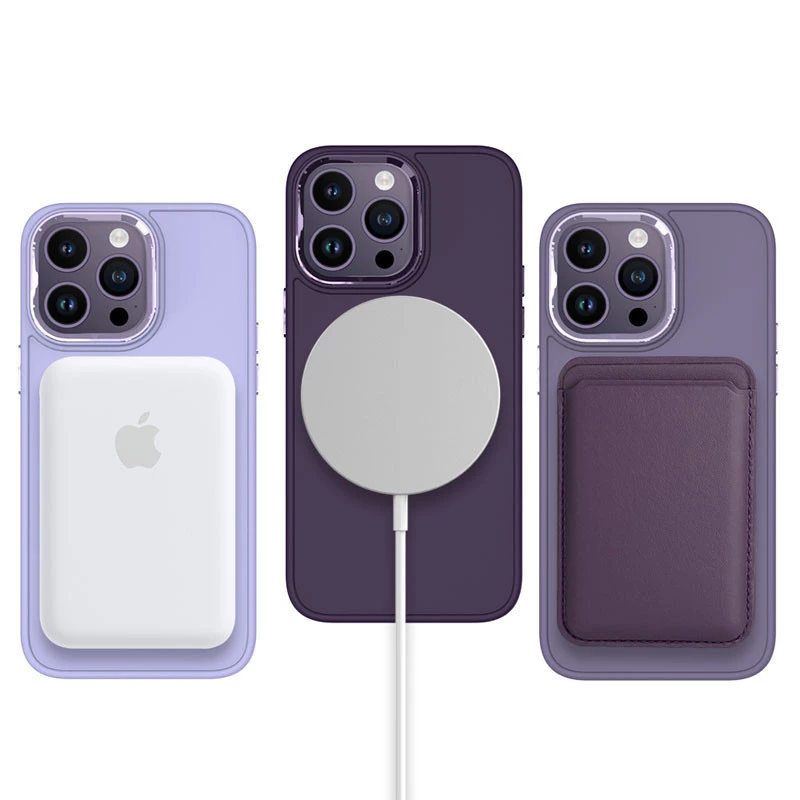 TPU чехол Bonbon с металлическими кнопками та MagSafe на Apple iPhone 16 Pro – Фиолетовый / Dark Purple. Фото 8 из 19