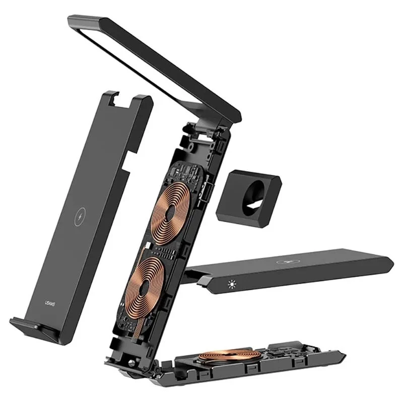 БЗУ Usams US-CD181 5W 3in1 with Table Lamp – Black. Фото 5 из 8