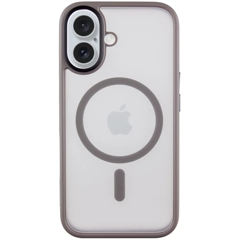TPU+PC чехол Metal Buttons with Magnetic Fit для Apple iPhone 16 – Серый / Grey. Фото 1 из 6