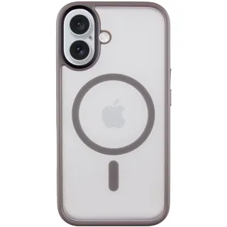 TPU+PC чехол Metal Buttons with Magnetic Fit для Apple iPhone 16 — Серый / Grey