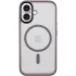 TPU+PC чехол Metal Buttons with Magnetic Fit для Apple iPhone 16 – Серый / Grey. Фото 1 из 6