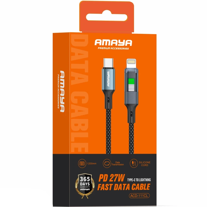 Дата кабель Amaya 111CL Type-C to Lightning 27W (1.2m) – Black. Фото 2 из 2