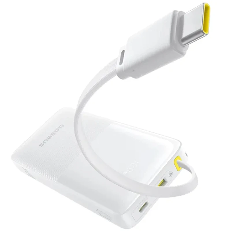 Портативное ЗУ Power Bank Baseus Bipow 2 Digital Display PD20W with cable 10000 mAh (P10077101113) – Moon White. Фото 3 из 6