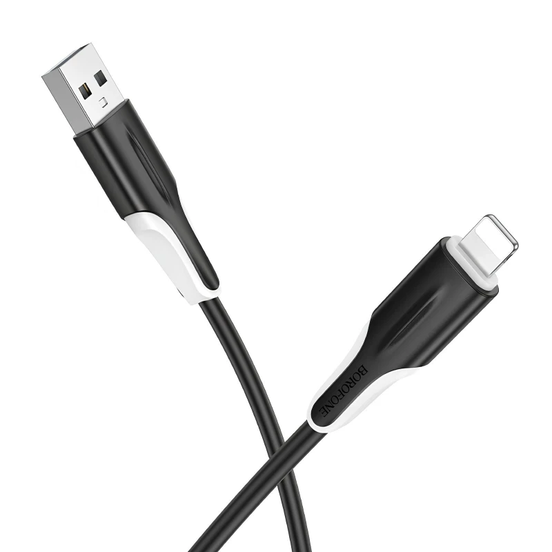 Дата кабель Borofone BX119 New USB to Lightning 2.4A (1m) – Black. Фото 2 з 4