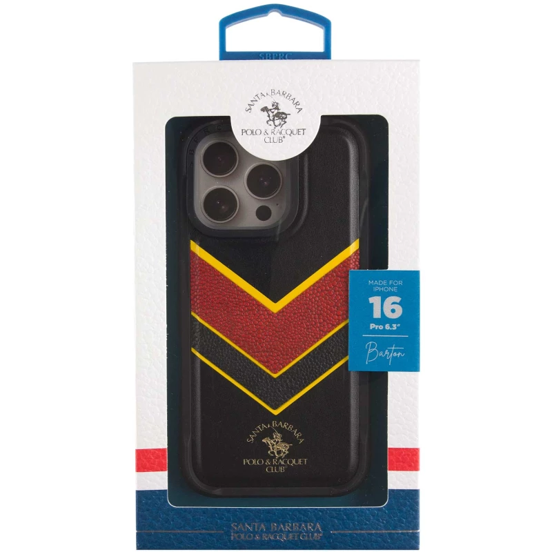 Шкіряний чохол Polo Santa Barbara Barton для Apple iPhone 16 Pro – Black / Yellow. Фото 12 з 12
