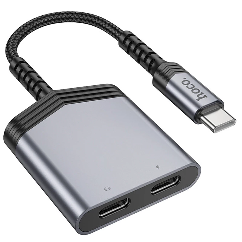 Перехідник Hoco LS40 Type-C to dual Type-C – Metal gray. Фото 1 з 7