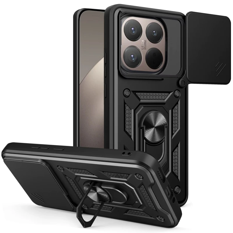 Удароміцний чохол Ummi Camshield Serge Ring (in box) для Xiaomi 15T – Чорний / Black. Фото 1 з 4