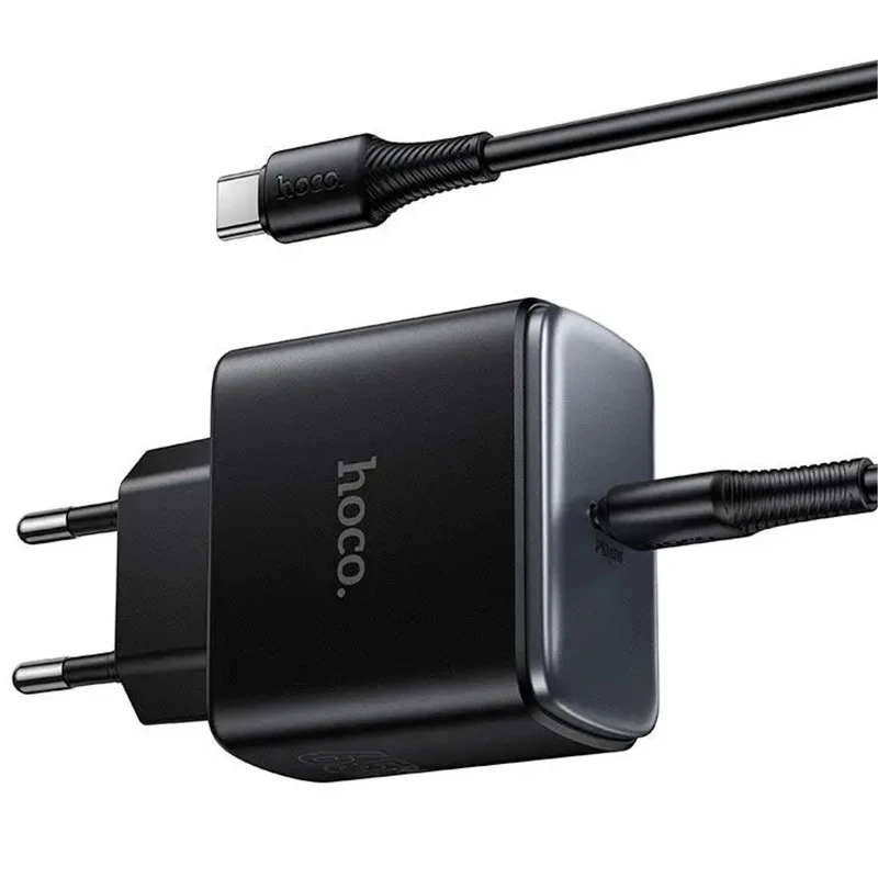 СЗУ Hoco C159A Upgrade PD65W (1USB-C) + кабель Type-C to Type-C – Black. Фото 3 из 4