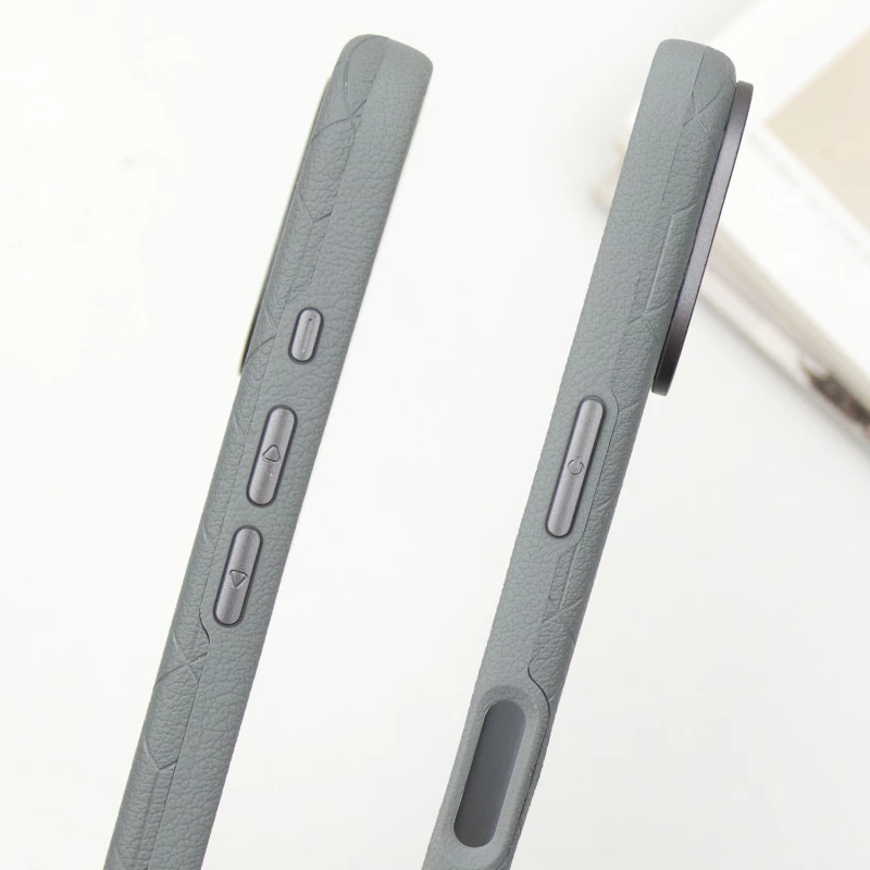 Шкіряний чохол з візерунком та MagSafe на Apple iPhone 16 – Grey. Фото 7 з 9