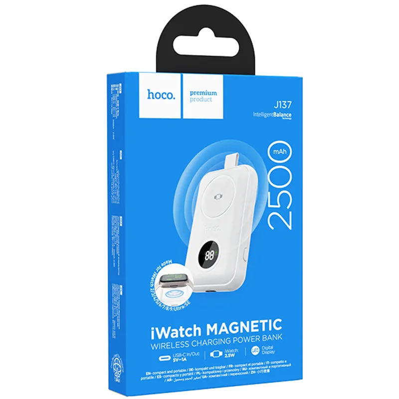 Портативное ЗУ Power Bank Hoco J137 for Apple Watch 2.5W 2500 mAh – White. Фото 2 из 4