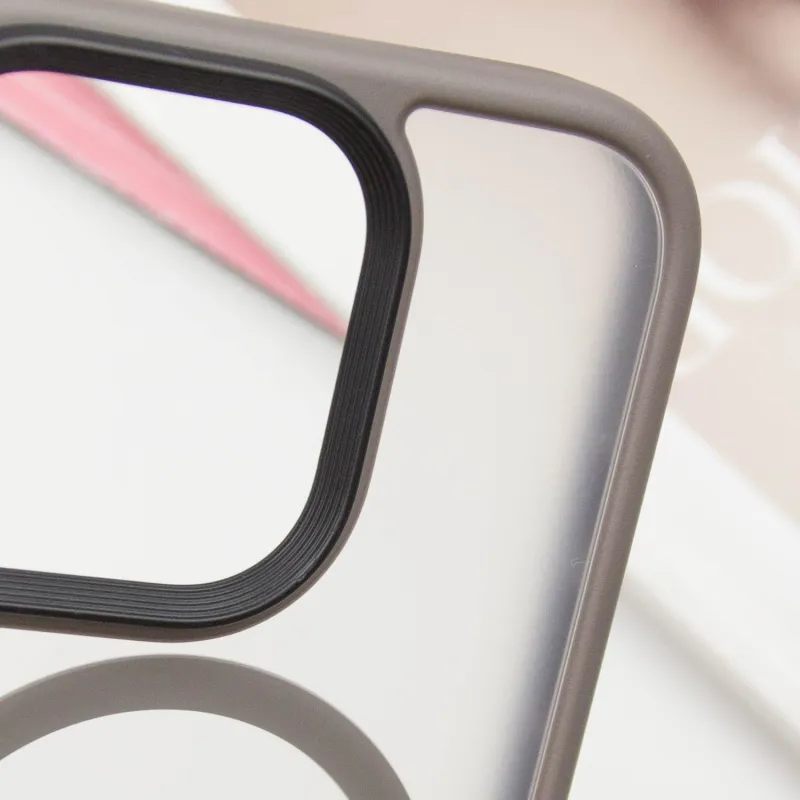 TPU+PC чохол Metal Buttons with Magnetic Fit для Apple iPhone 16 Pro – Сірий / Grey. Фото 6 з 6