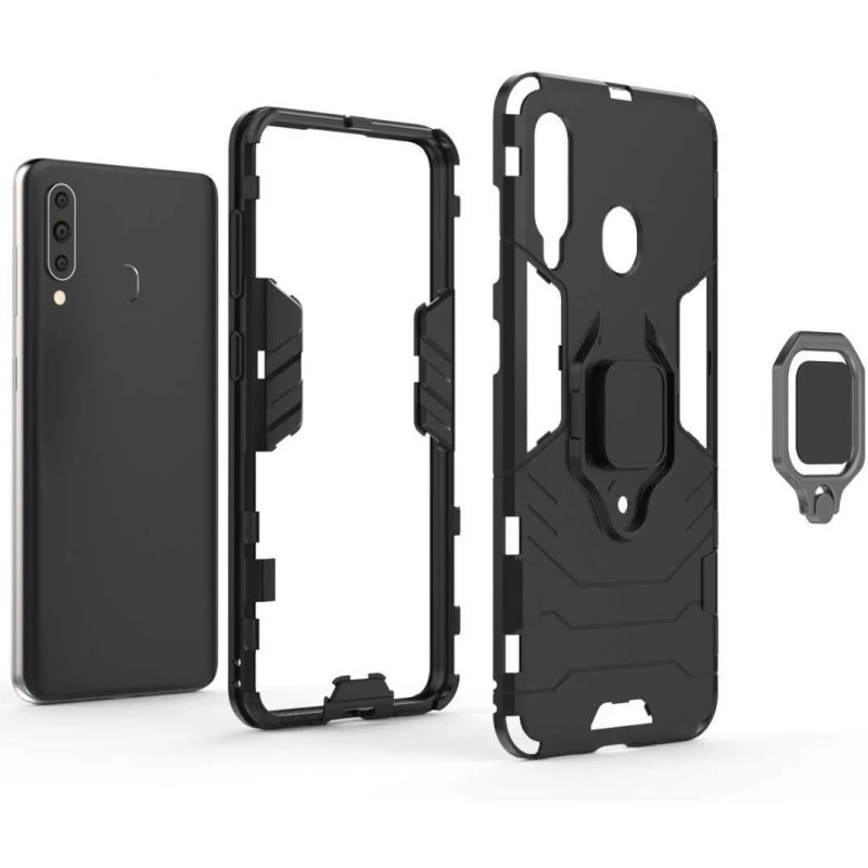 Протиударний чохол Transformer з кільцем на Vivo Y15 / Y17 – Чорний / Soul Black. Фото 6 з 6