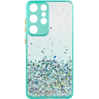 Чохол з блискітками та захистом камери на Samsung Galaxy S23 Ultra — Бірюзовий