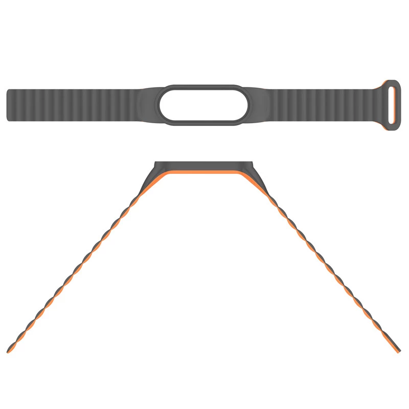Ремінець Dual-color Magnetic для Xiaomi Mi Band 7/6/5/4/3 – Gray / Orange. Фото 4 з 4