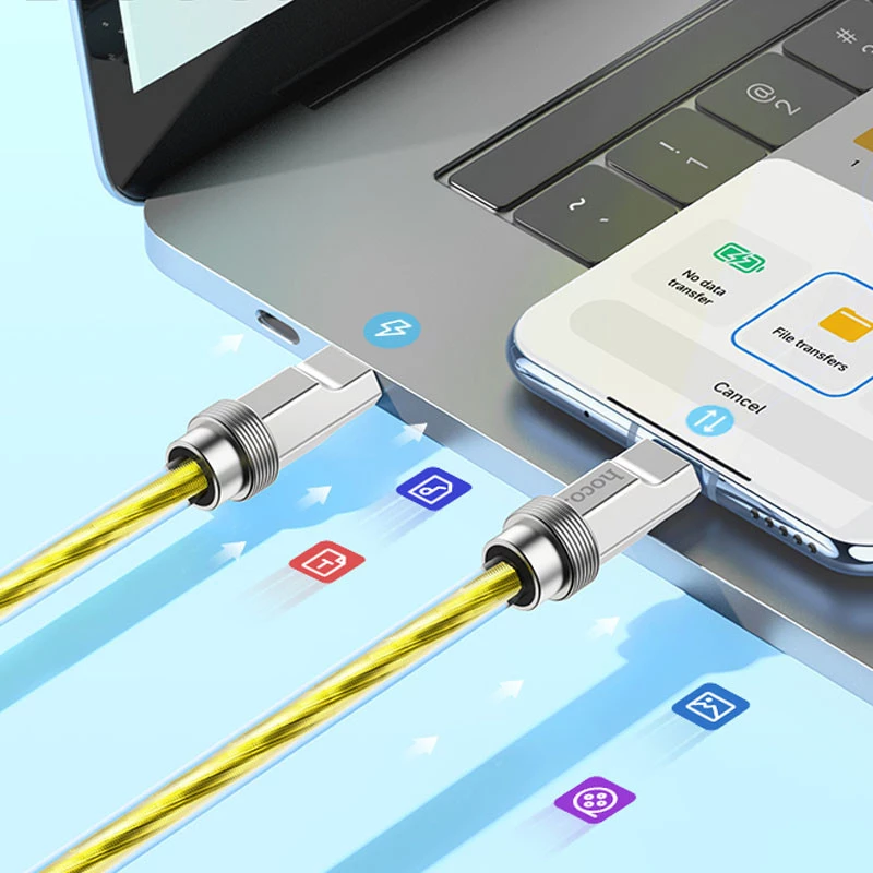 Дата кабель Hoco U113 Solid 100W Type-C to Type-C (1m) – Gold. Фото 3 з 4