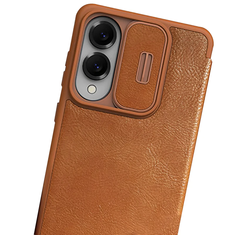 Кожаный чехол-книжка Nillkin Qin Pro Camshield для Samsung Galaxy S25 Edge – Коричневый. Фото 6 из 6