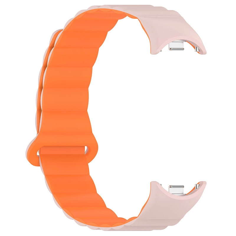 Ремінець Dual-color Magnetic для Xiaomi Mi Band 9/8 – Light Pink / Orange. Фото 6 з 8