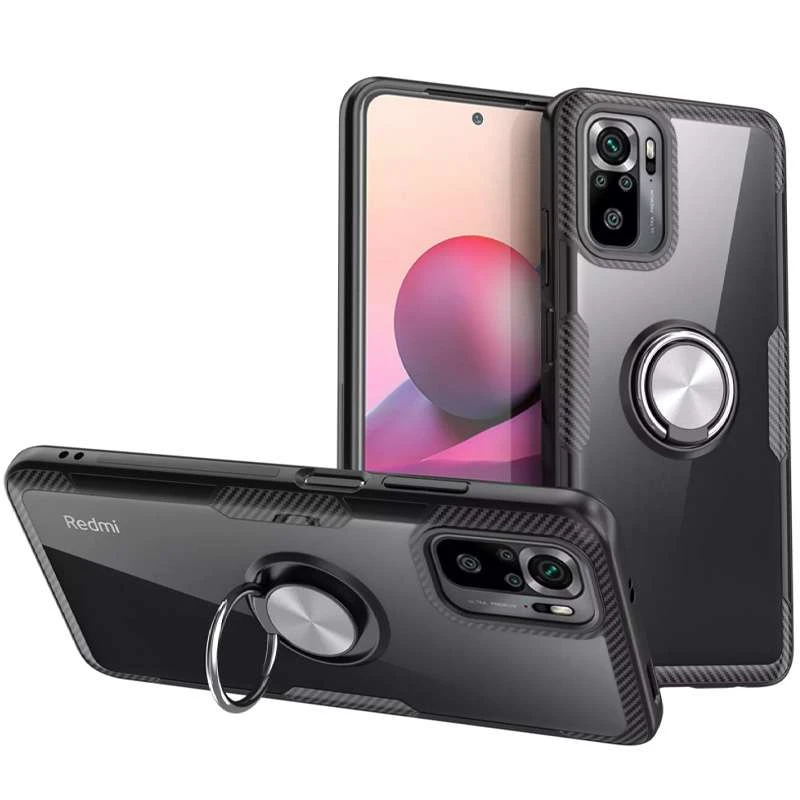 

Чохол Deen CrystalRing з магнітним кільцем на Xiaomi Redmi Note 10 / Note 10s (Безбарвний / Чорний)