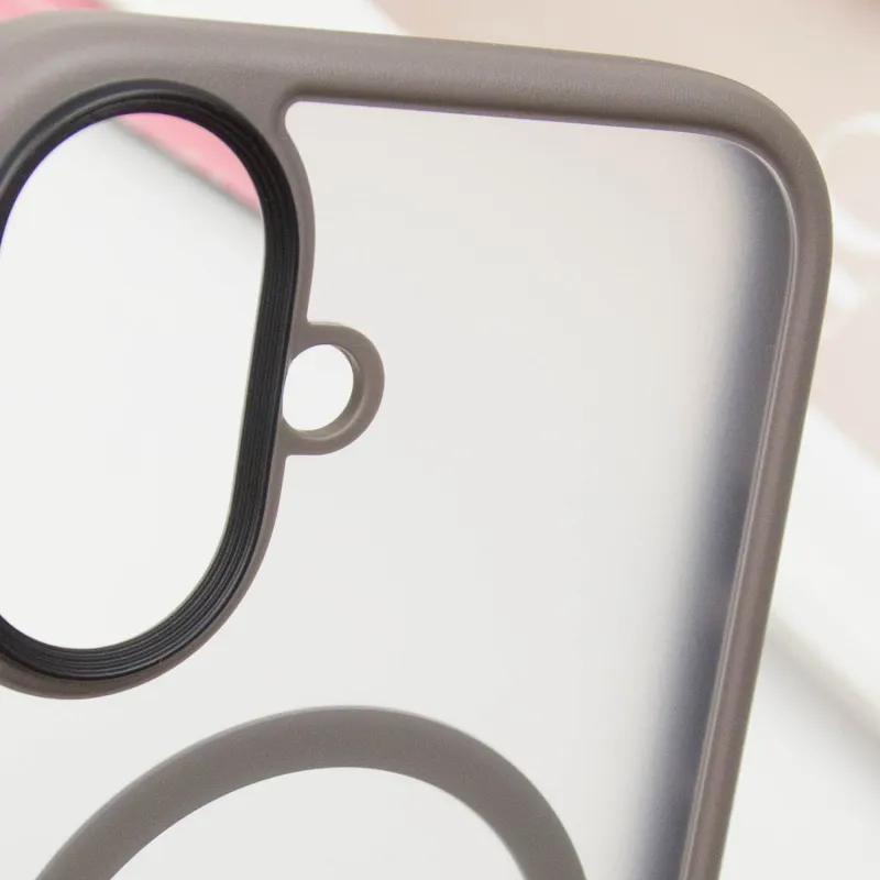 TPU+PC чехол Metal Buttons with Magnetic Fit для Apple iPhone 16 – Серый / Grey. Фото 6 из 6