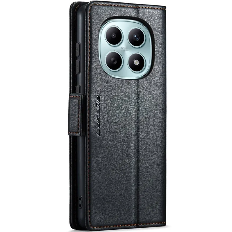Кожаный чехол-книжка CaseMe Nappa leather для Xiaomi Redmi Note 15 4G/5G (EU) – Black. Фото 4 из 10