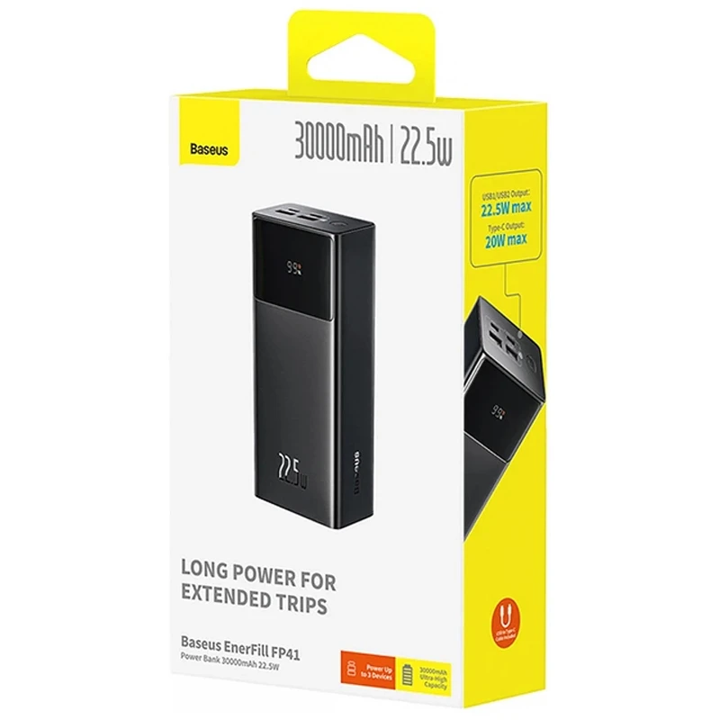 Портативное ЗУ Power Bank Baseus EnerFill FP41 PD22.5W 30000 mAh (E0027K) – Cosmic Black. Фото 3 из 3