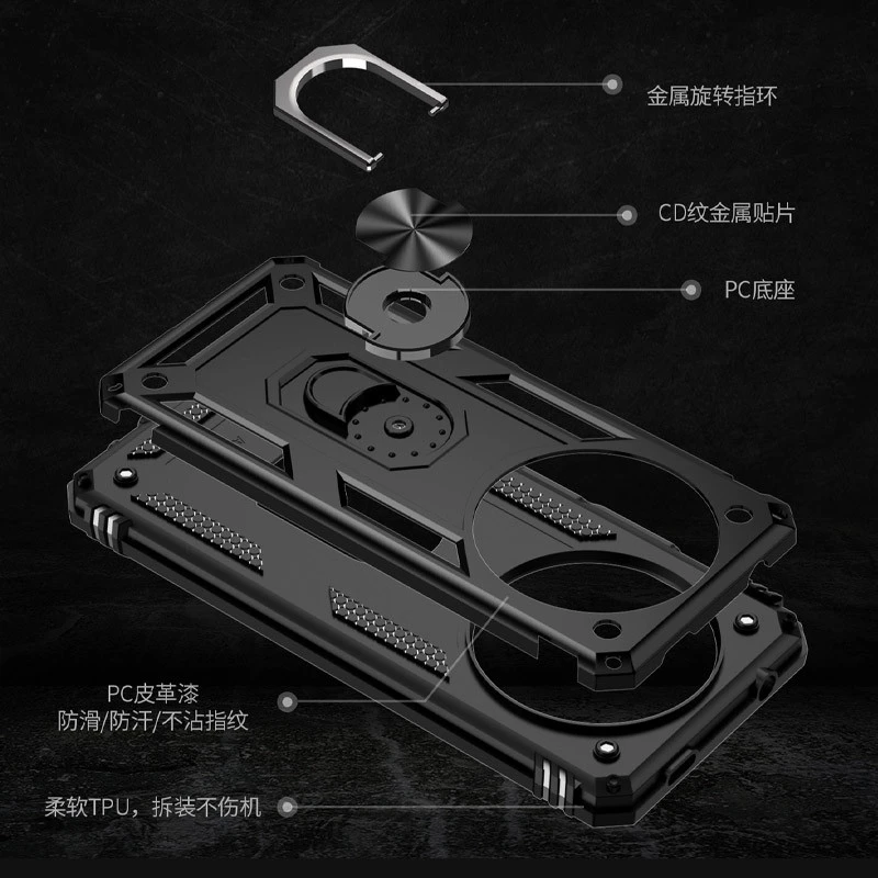 Протиударний чохол Serge Ring з кільцем на Xiaomi Redmi A3 – Чорний. Фото 3 з 7