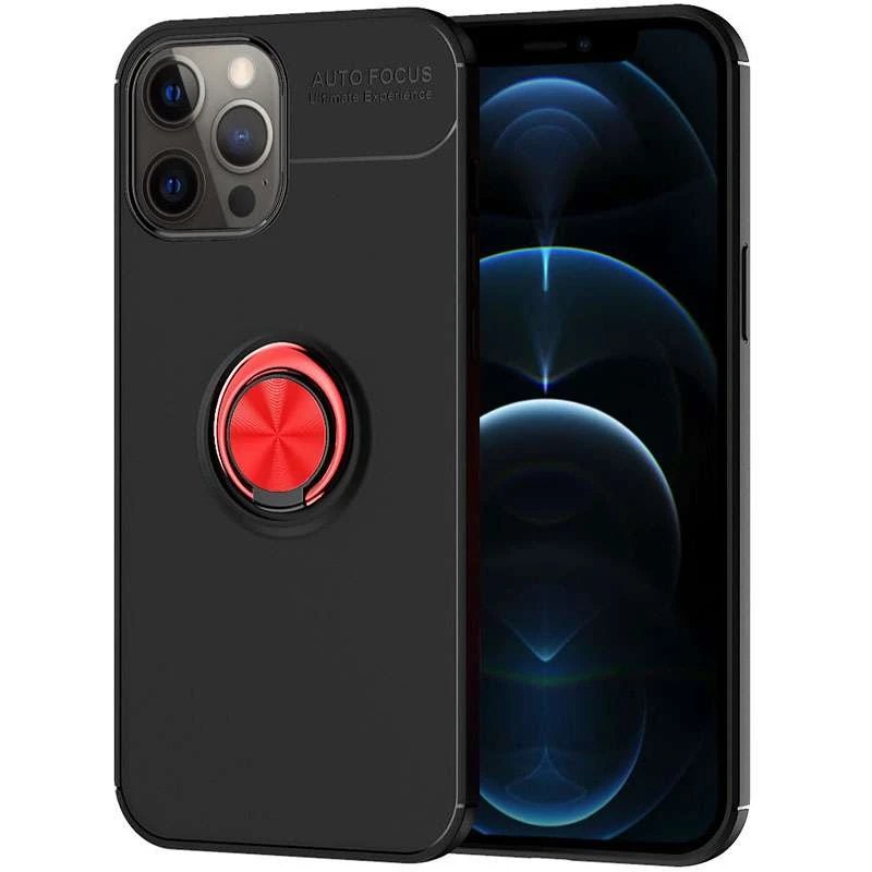 

Чохол Deen ColorRing з кільцем на Apple iPhone 12 (6.1") (Чорний / Червоний)
