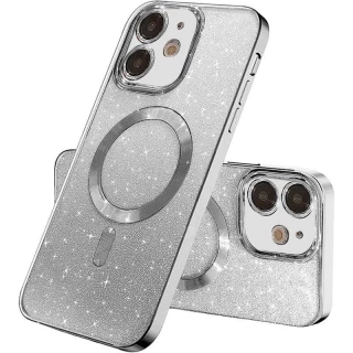 Чохол з блискітками, захисними лінзами на камеру та MagSafe на Apple iPhone 11 (6.1") — Сірий / Gray