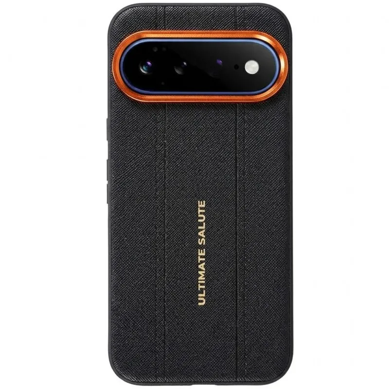 TPU+PC Vegan Leather Case with Metal Camera Frame для Google Pixel 11 Pro XL – Black. Фото 1 з 2