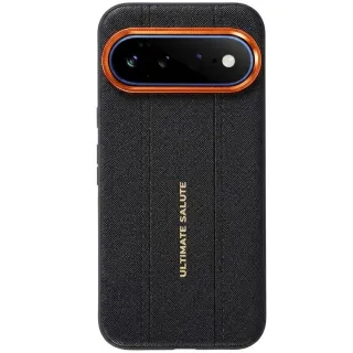 TPU+PC Vegan Leather Case with Metal Camera Frame для Google Pixel 11 Pro XL — Black