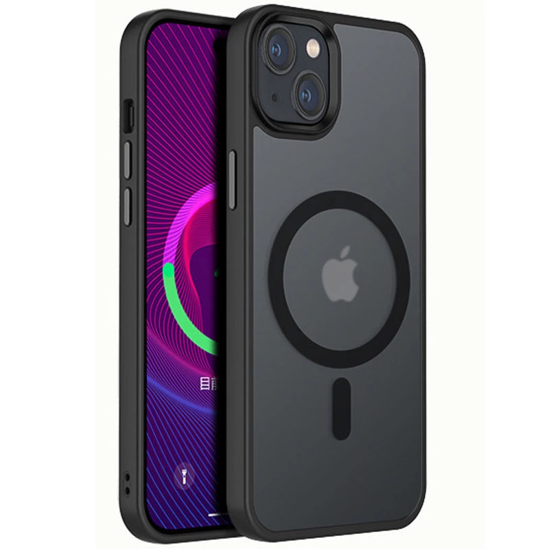 

Цветной TPU+PC с металлическими кнопками и MagSafe на Apple iPhone 15 Pro (6.1") (Черный), Чорний