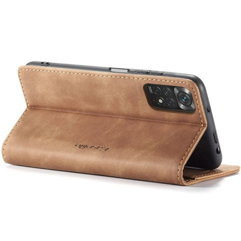 Кожаный чехол-книжка CaseMe Velvet Nubuck для Xiaomi Redmi Note 11 (Global) / Note 11S – Brown. Фото 6 из 6