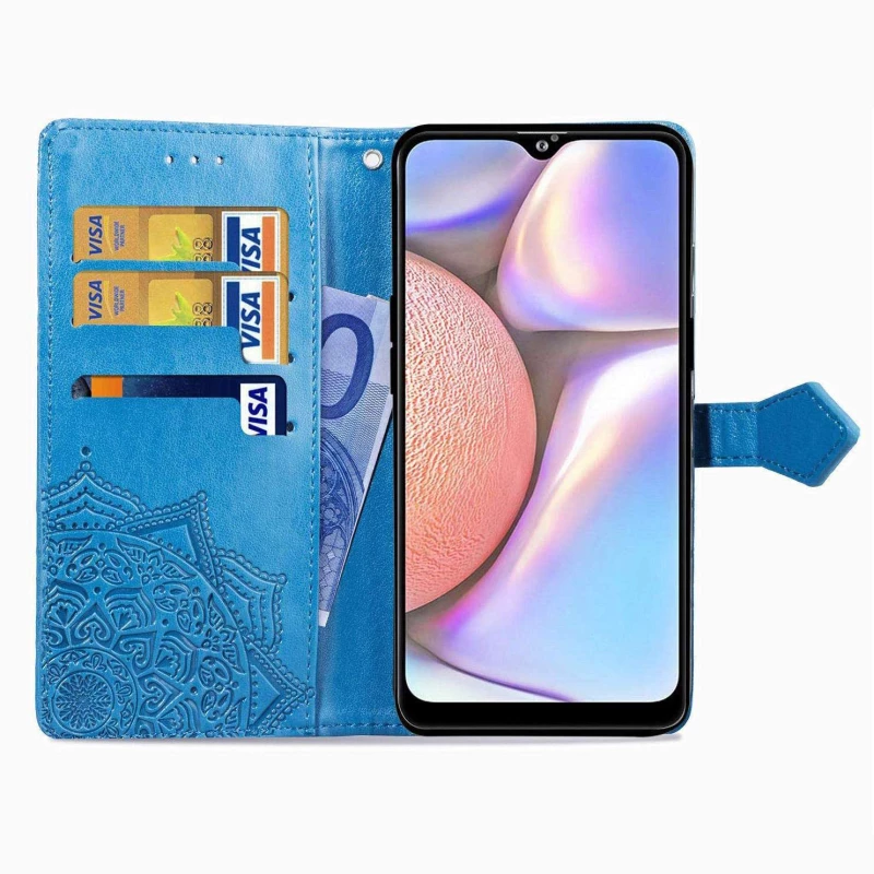 Кожаный чехол-книжка Art Case с визитницей для Samsung Galaxy A10s – Синий. Фото 4 из 5