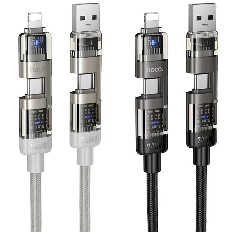 Дата кабель Hoco U151 Goldsmith 4in1 Type-C to USB/Type-C to Lightning 240W (1.2m) фото 1 из 1