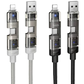 Дата кабель Hoco U151 Goldsmith 4in1 Type-C to USB/Type-C to Lightning 240W (1.2m) фото 1 из 1