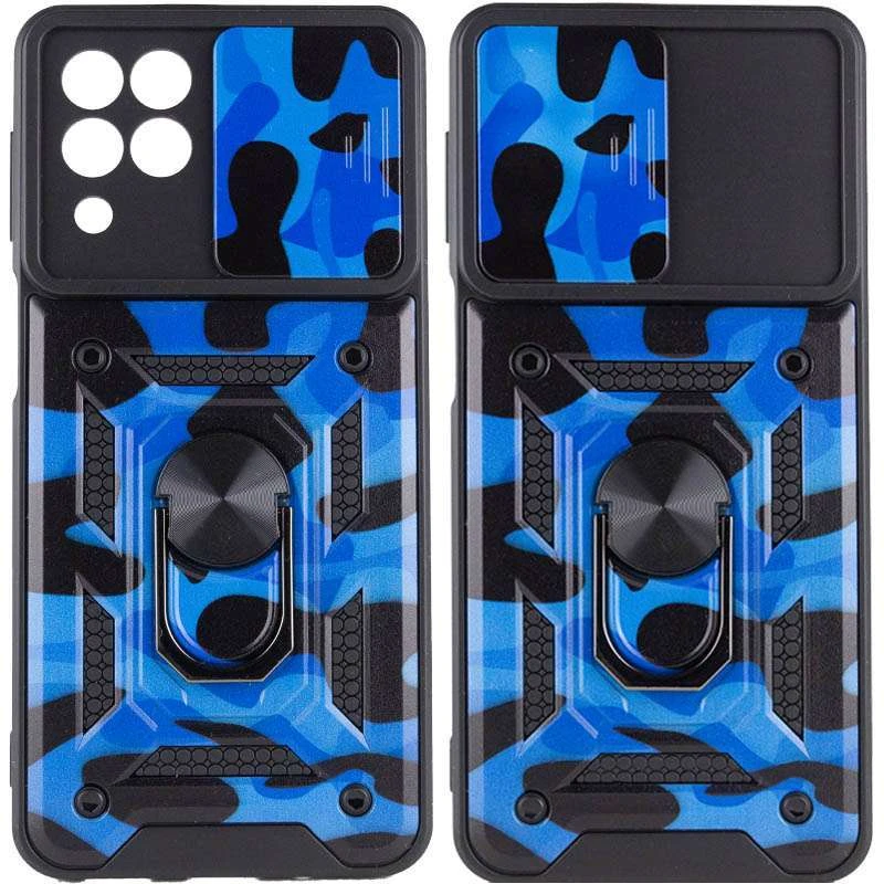 

Ударостійкий чохол камуфляж Serge Ring зi шторкою на камеру на Samsung Galaxy M33 5G (Синій / Army Blue)