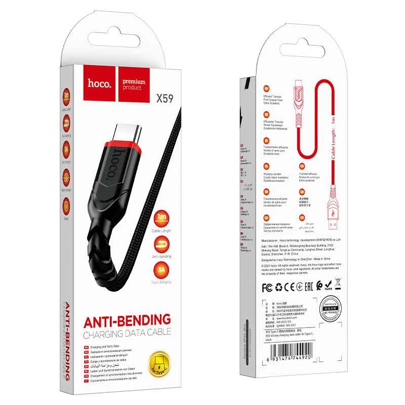 Дата кабель Hoco X59 Victory USB to Type-C (1m) – Чорний. Фото 5 з 5